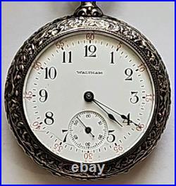 1904 Waltham Pocket Watch 0s Grade 110 Running Fancy Milkmaid Motif Elgin Case