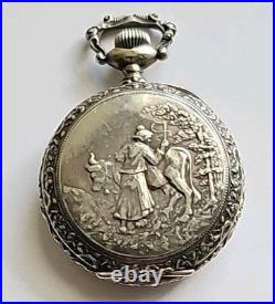 1904 Waltham Pocket Watch 0s Grade 110 Running Fancy Milkmaid Motif Elgin Case