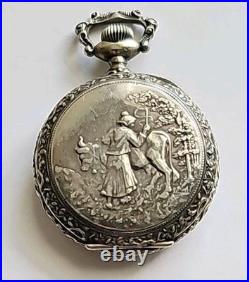 1904 Waltham Pocket Watch 0s Grade 110 Running Fancy Milkmaid Motif Elgin Case