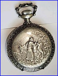 1904 Waltham Pocket Watch 0s Grade 110 Running Fancy Milkmaid Motif Elgin Case