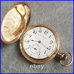 1904 Waltham Seaside Antique Pocket Watch, 6s Hunting Case 14KGF, Model 1890 15J