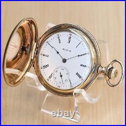 1905 ELGIN Dress Pocket Watch Hunter Case 6s Grade 289 7 Jewels Engraved Case