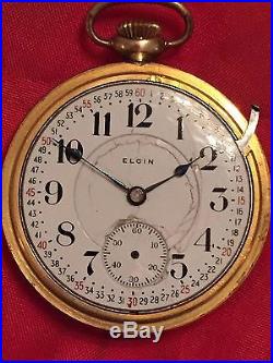 1905 Elgin 18 Size RR Grade Pocket Watch Veritas Movement Fahys 10K Gold F Case