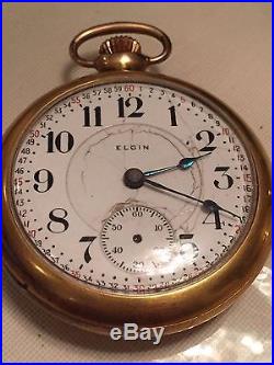 1905 Elgin 18 Size RR Grade Pocket Watch Veritas Movement Fahys 10K Gold F Case