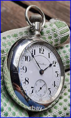 1905 HAMILTON 946 pocket watch, 23 jewels, 18s display back Case (WATCH VIDEO)