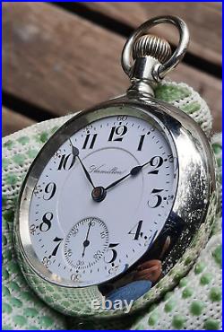 1905 HAMILTON 946 pocket watch, 23 jewels, 18s display back Case (WATCH VIDEO)