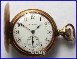 1906 Elgin Grade 320 0s 7j Gold Filled Pocket Watch with Hunter Case -Parts/Repair