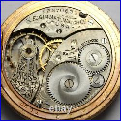 1906 Elgin Grade 320 0s 7j Gold Filled Pocket Watch with Hunter Case -Parts/Repair