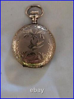 1906 US Gold Plated Hunter Case Ladies Manual Pocket Watch by Elgin