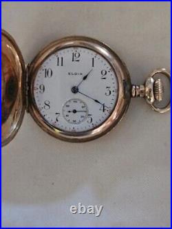1906 US Gold Plated Hunter Case Ladies Manual Pocket Watch by Elgin