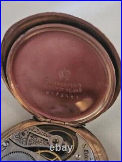 1906 US Gold Plated Hunter Case Ladies Manual Pocket Watch by Elgin