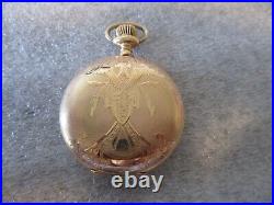 1907 ELGIN 14K GF YELLOW GOLD FULL HUNTER 7J POCKET WATCH G 286 -6s RUNS GOOD