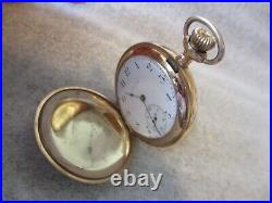 1907 ELGIN 14K GF YELLOW GOLD FULL HUNTER 7J POCKET WATCH G 286 -6s RUNS GOOD