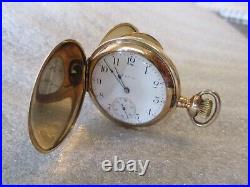 1907 ELGIN 14K GF YELLOW GOLD FULL HUNTER 7J POCKET WATCH G 286 -6s RUNS GOOD