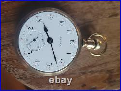 1907 ELGIN 16s 17j Grade 340 Model 7 Pocket Watch Gold Filled Case RUNS