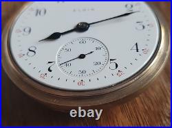 1907 ELGIN 16s 17j Grade 340 Model 7 Pocket Watch Gold Filled Case RUNS