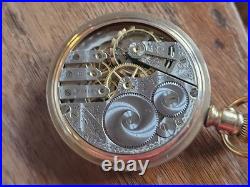 1907 ELGIN 16s 17j Grade 340 Model 7 Pocket Watch Gold Filled Case RUNS