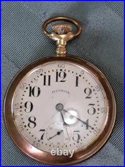 1907 Illinois Bunn Pocket Watch 17 Ruby Jewel. Gold Filled Case Needs Servicing