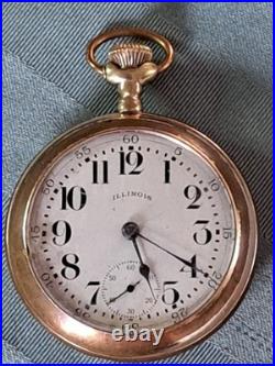 1907 Illinois Bunn Pocket Watch 17 Ruby Jewel. Gold Filled Case Needs Servicing