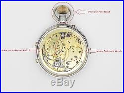 1907 Split Second Rattrapante Chronograph Pocket Watch Silver Case 55.2mm PARTS