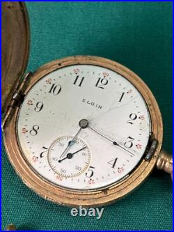 1908-09 Elgin Grade 286 6S Model 2 -7 Jewels Hunter Case Pocket Watch-SOLD AS IS