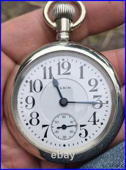 1908 Elgin Father Time 18S 21 Jewels Railroad Display Case Pocket Watch