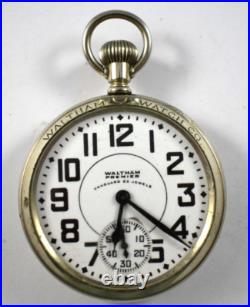 1908 Waltham Vanguard Railroad 16s 23J OF Pocket Watch withDisplay Case lot. Wb