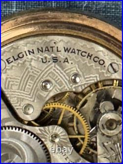 1910 Elgin Grade 291 16S 7J Fancy Gold Filled Case Pocket Watch Runs