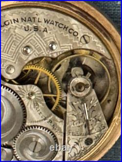 1910 Elgin Grade 291 16S 7J Fancy Gold Filled Case Pocket Watch Runs