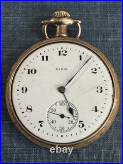 1910 Elgin Grade 291 16S 7J Fancy Gold Filled Case Pocket Watch Runs