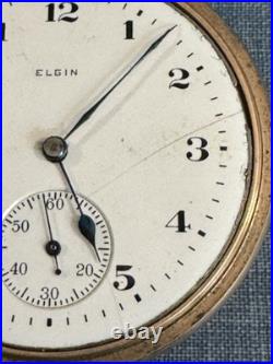 1910 Elgin Grade 291 16S 7J Fancy Gold Filled Case Pocket Watch Runs