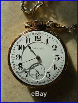 1910 Hamilton 992 16S 21J Montgomery Dial Railroad Pocket Watch Salesman Case
