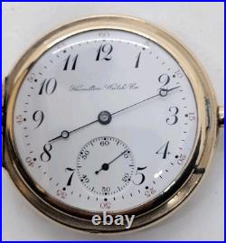 1911 HAMILTON Ornate Gold G. F. Gents 17J Full Hunter Pocket Watch, Super Clean