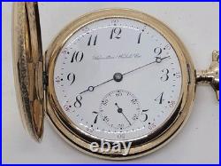 1911 HAMILTON Ornate Gold G. F. Gents 17J Full Hunter Pocket Watch, Super Clean