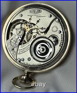 1911 Illinois Sangamo 16s 21j Mod 5 RG Pocket Watch Illinois Dial Dueber GF Case