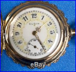 1912 Elgin 0's, 15j, GF Case Fancy Dial Hunter Pocket Watch (RUNNING) NR! NICE