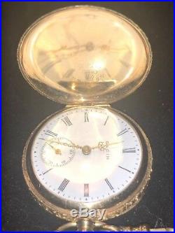 1912 Elgin Solid 14 Kt. Gold Floral Engr Pocket Watch, 15 Jewels-Hunter Case