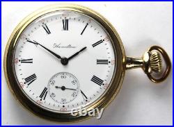 1912 Hamilton 975 16s 17j Lever-Set Pocket Watch with Gold Filled Case Runs