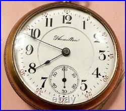 1912 Hamilton Pocket Watch Stand 17 Jewels #944077 Philadelphia Case Gold Filled