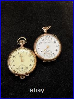 1912 Hampden Molly Stark Deuber GF Case Pocket Watch 3/0s 7j Lot of 2