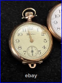 1912 Hampden Molly Stark Deuber GF Case Pocket Watch 3/0s 7j Lot of 2