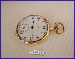 1913 OMEGA Pocket Watch MINT DIAL in 14K Gold Filled LIFT OUT CASE 16s Runs