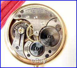 1913 OMEGA Pocket Watch MINT DIAL in EAGLE ENGRAVED Gold Plate Case 16s Runs