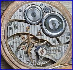 1914, Illinois Size 12, Full Hunter, Tri Color Pocket Watch. FREE SHIPPING