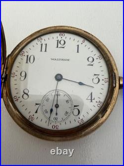1914 Waltham Grade 620 POCKET WATCH Gold Filled Hunter Case, chain, knife