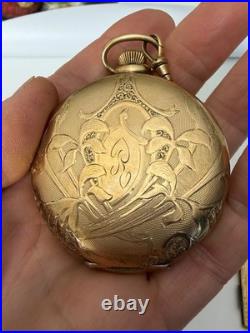 1914 Waltham Grade 620 POCKET WATCH Gold Filled Hunter Case, chain, knife