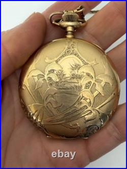 1914 Waltham Grade 620 POCKET WATCH Gold Filled Hunter Case, chain, knife