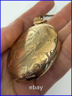 1914 Waltham Grade 620 POCKET WATCH Gold Filled Hunter Case, chain, knife