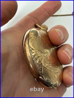 1914 Waltham Grade 620 POCKET WATCH Gold Filled Hunter Case, chain, knife