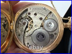 1914 Waltham Grade 620 POCKET WATCH Gold Filled Hunter Case, chain, knife